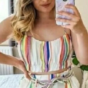 LemLem X H&M Collaboration NWT Lyocell Linen Striped Crop  Top Medium